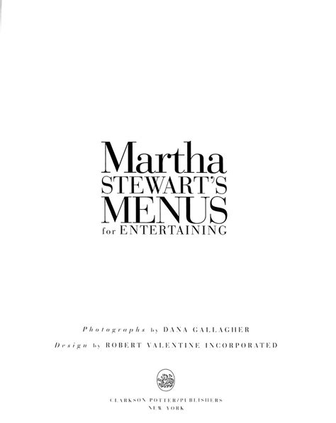 Martha Stewart's Menus For Entertaining by STEWART, Martha: Very Good Hardcover (1994) 1st ...