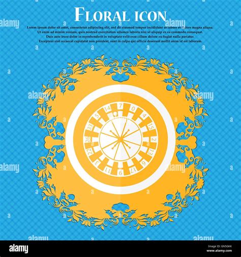 casino roulette wheel icon. Floral flat design on a blue abstract background with place for your ...