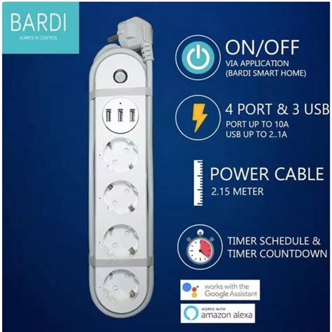 Jual Dijual Bardi Smart Power Strip Wifi IoT Home Automation Stop Kontak Colokan Listrik USB ...