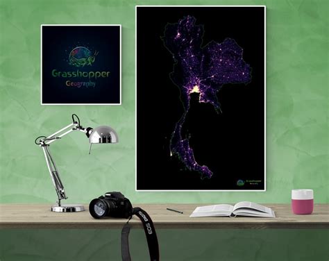 Population Density Heatmap of Thailand high Resolution Digital Print ...