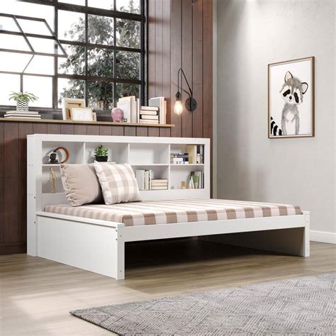 Full Bookcase Day Bed In White at Futonland