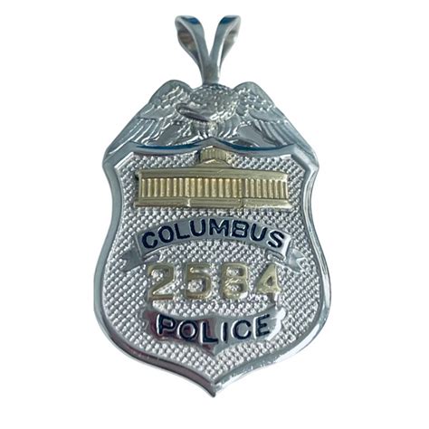 Sterling Silver Two Tone Columbus Police Badge Pendant | The Hills ...