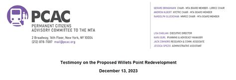 Testimony on the Proposed Willets Point Redevelopment: Make Mets-Willets Point Fully Accessible ...