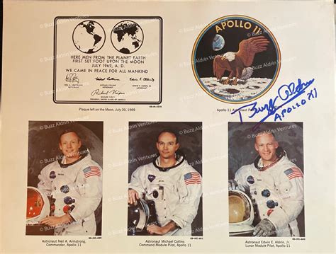 Apollo Space Shop | Vintage, Aldrin Autographed, Original,1969, Official NASA Apollo 11 Crew and ...