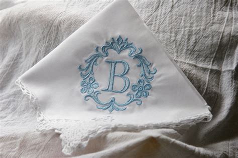 Monogrammed Bridal Hankie for Something Blue