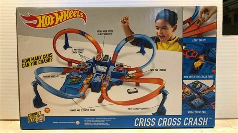 Hot Wheels Criss Cross Crash Track Set with Intersections Turns Boosters Racing - Play Sets