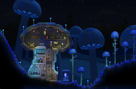 Mushroom House for the Truffle and the Guide : r/Terraria