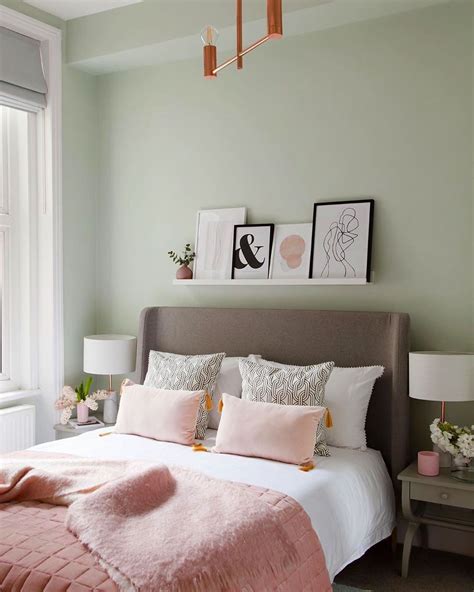 We've seen many beautiful spaces combining green and pink as of late, but this bedroom m ...