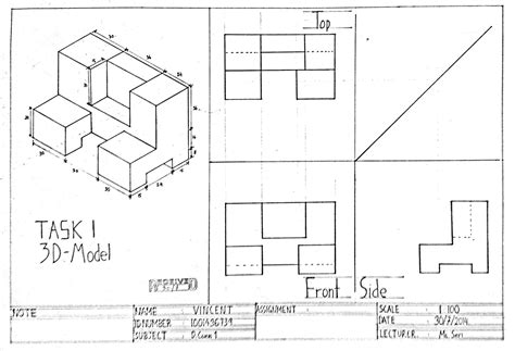 Simple Orthographic Projection Drawing