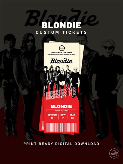 Personalized Blondie Concert Ticket, Custom Blondie Tickets, Customized Concert Tickets, Custom ...