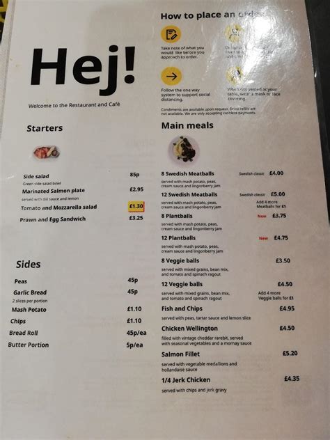 Menu at IKEA Restaurant Greenwich, London, 55-57 Bugsby's Way