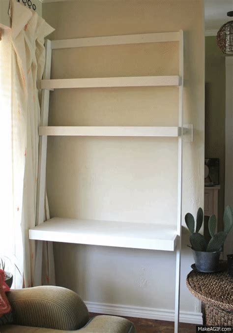 a white shelf sitting in the corner of a room