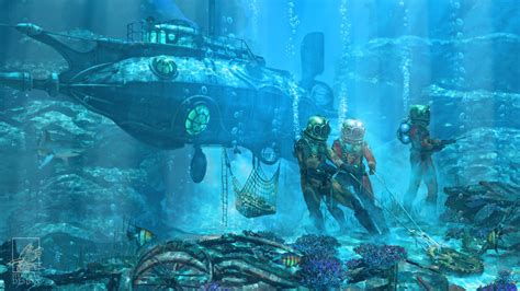 This fantastic piece hearkens to "20,000 Leagues Under the Sea". Illustration by Peter Pohle ...