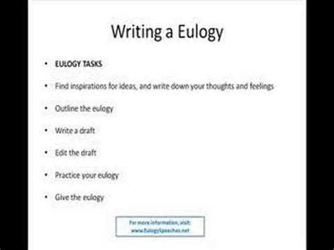 How To Write Eulogy Speeches For Eulogies and Funeral Speech - YouTube