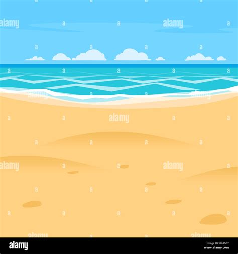 Sand beach simple cartoon style background. Sea shore view Stock Photo - Alamy