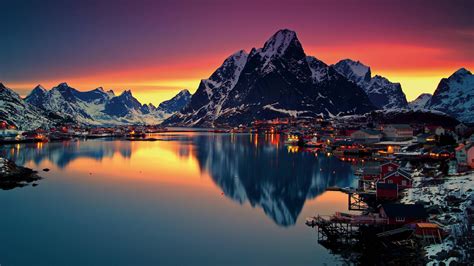 3840x2160 Resolution Lofoten Sunrise Near Sea Mountains Norway Island ...