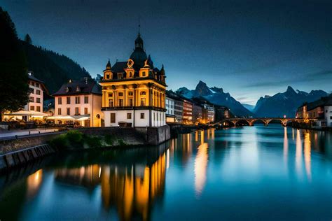 the city of luzern in switzerland at night. AI-Generated 33424029 Stock Photo at Vecteezy