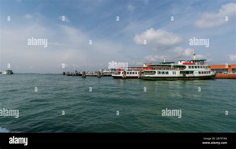 Some ferries at the Tronchetto ferry terminal station at Venice, Italy ...