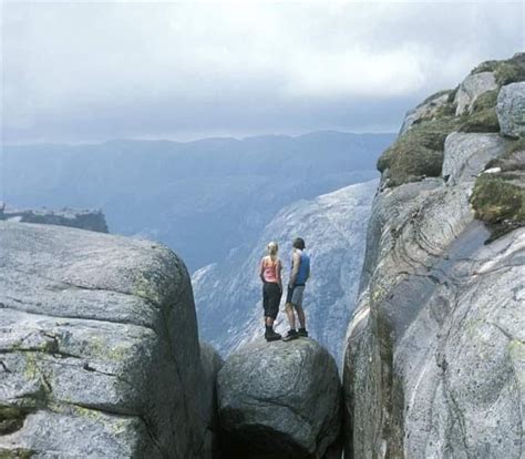 naturebeloved: Norway Kjeragbolten rock (the stone bridge)