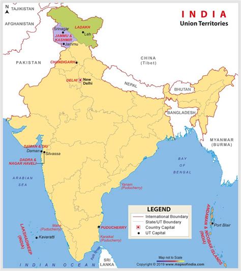 Find list and detail information about Union Territories of India. Map showing Union Territories ...