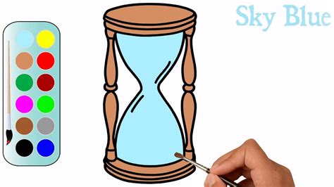 Sand Clock Drawing Easy Hourglass icon strokes and colored paintbrush style colored vector