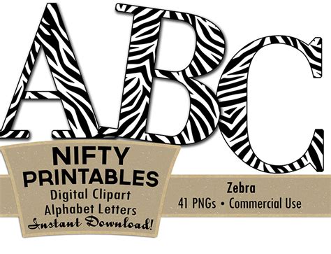 Zebra Alphabet - Animal Print - Nifty Printables