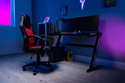 Checkpoint Battlestation L Shaped Gaming Desk With RGB LED Lights ...