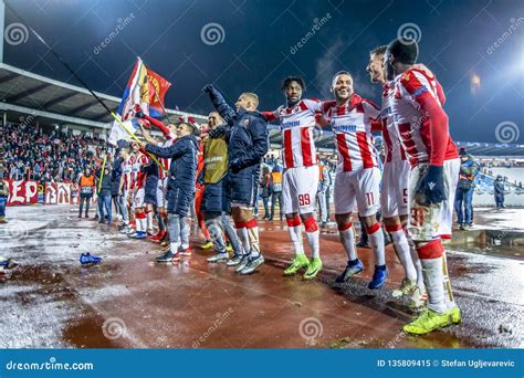 Red Star Belgrade Team Celebrating Editorial Image - Image of ...