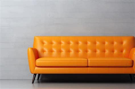 Premium AI Image | orange couch with a white backdrop minimalist living ...