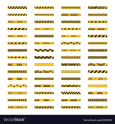 Set of seamless yellow and black warning tapes Vector Image