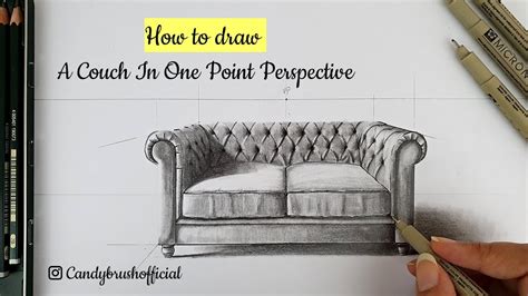 How to Draw A Couch In One Point Perspective | Step By Step - YouTube