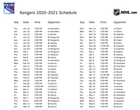 New York Rangers Hockey Schedule 2024 - Rina Veriee