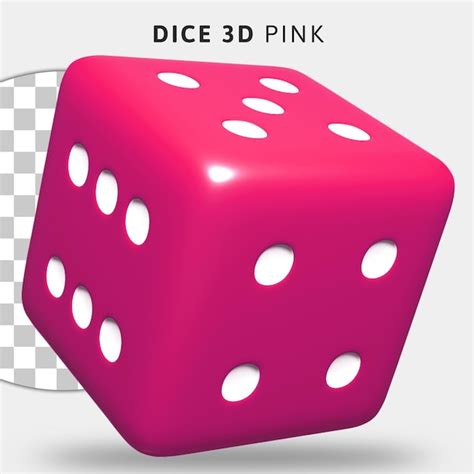 Premium PSD | 3d pink dice on transparent background