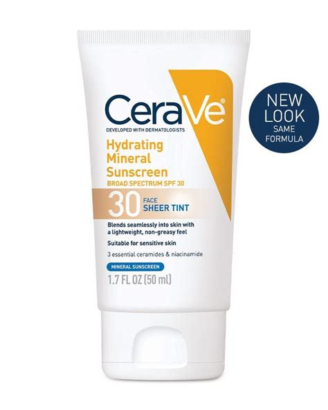 Tinted Mineral Sunscreen Broad Spectrum SPF 30 for Face | CeraVe in 2021 | Mineral sunscreen ...