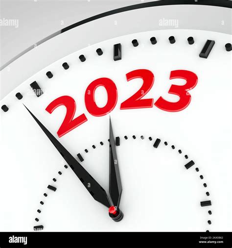 Black clock with 2023 represents coming new year 2023, three-dimensional rendering, 3D ...