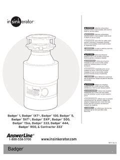 Badger 5 Installation Care Use Manual - InSinkErator / badger-5 ...