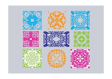 Premium Vector | A set of six square tiles with a pattern of different ...