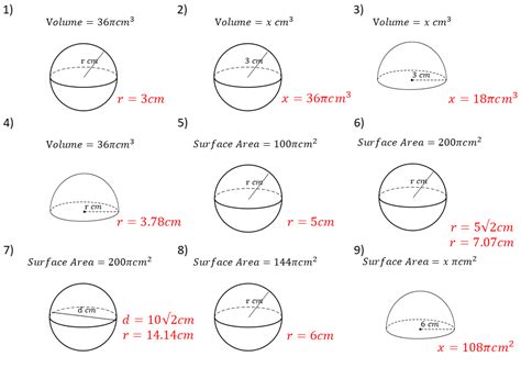 Surface Area Of A Sphere Worksheet