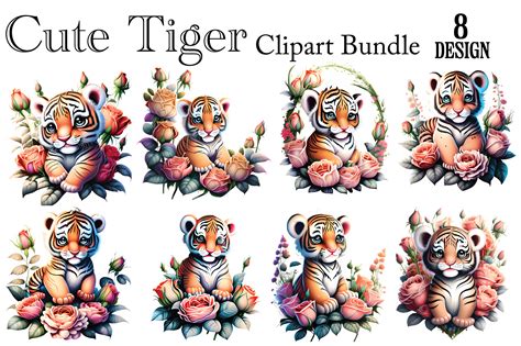 Cute Tiger Clipart Bundle Graphic by Pink Svg · Creative Fabrica