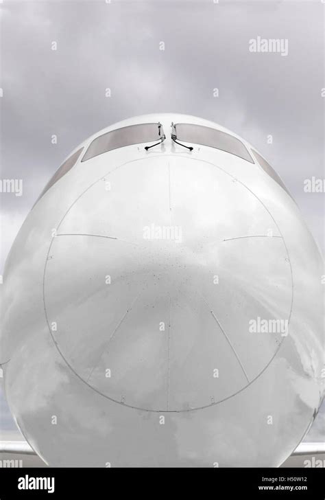 Close-up of the front of a commercial aircraft nose cone Stock Photo ...