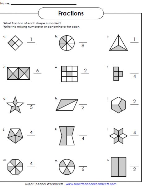 Mathematics Fraction Worksheets