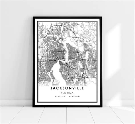 Jacksonville Map Print Poster Canvas Florida Map Print Poster Canvas ...