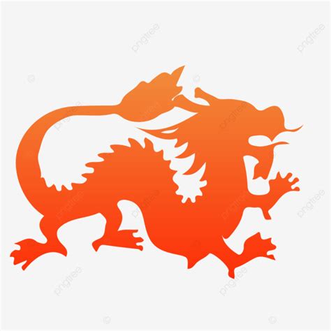 Simple Dragon Silhouette Red Dragon Shape Chinese Dragon Year Of The ...