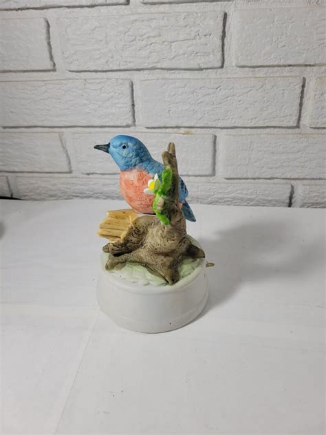 Vintage Blue Bird Music Box - Etsy