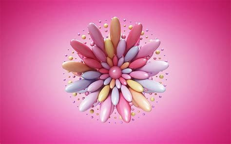 3d flower, pink background, 3d petals, multi-colored flower, HD wallpaper | Peakpx