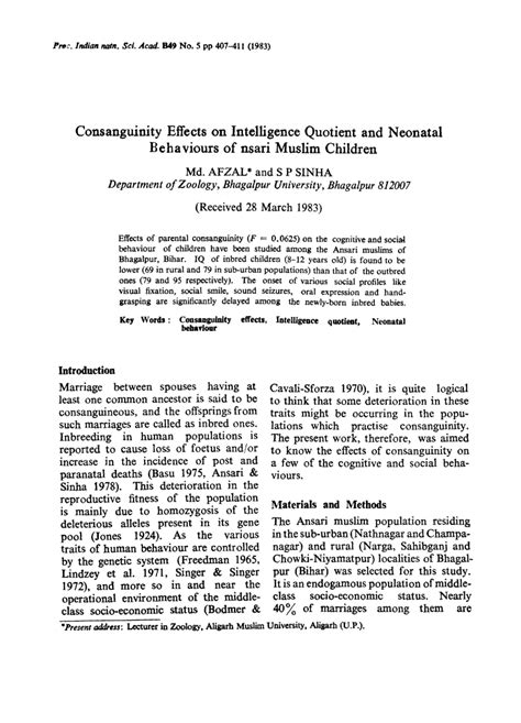 (PDF) Consanguinity effects on Intelligence Quotient and neonatal behaviors of Ansari muslim ...