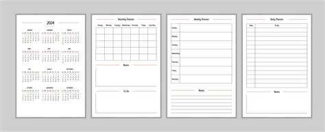 2024 calendar and daily weekly monthly personal planner diary template ...