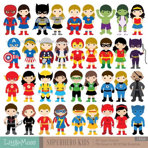 36 Kids Superhero Clipart, Superheroes Kids Clipart, Superheroes ...