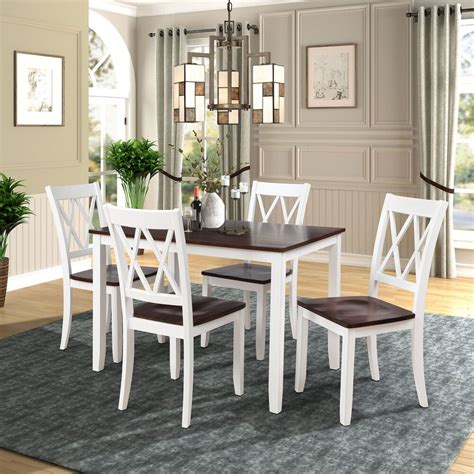 5-Piece Dining Set Table and 4 Chairs Solid Wood Home Kitchen Ergonomic Black #Merax… | Dining ...