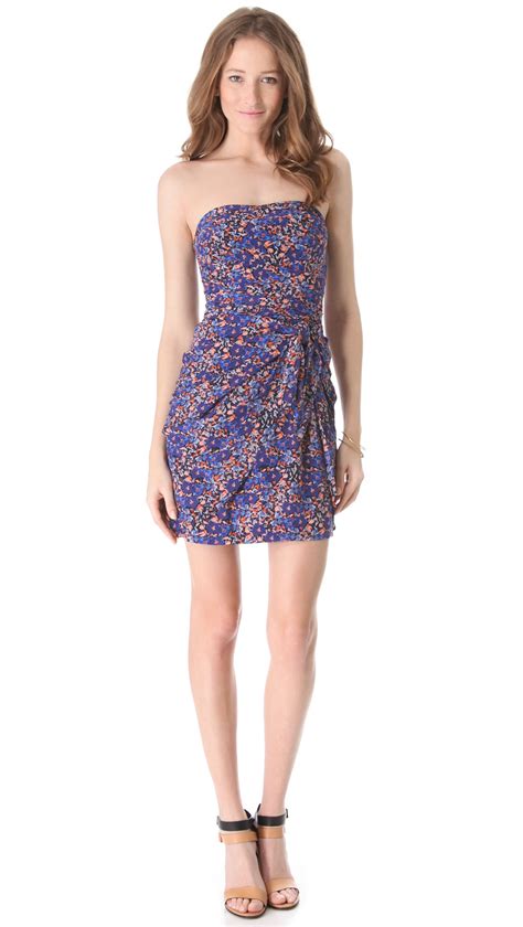 Club Monaco Strapless Dress in Floral | Lyst